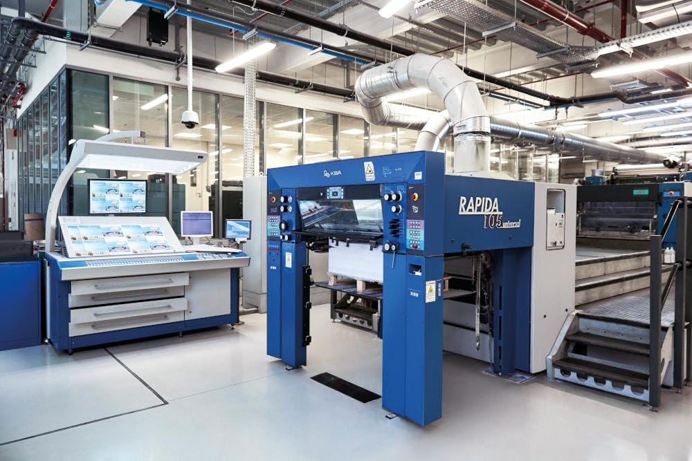 Sheet-fed offset press at GN Print — premium colour production